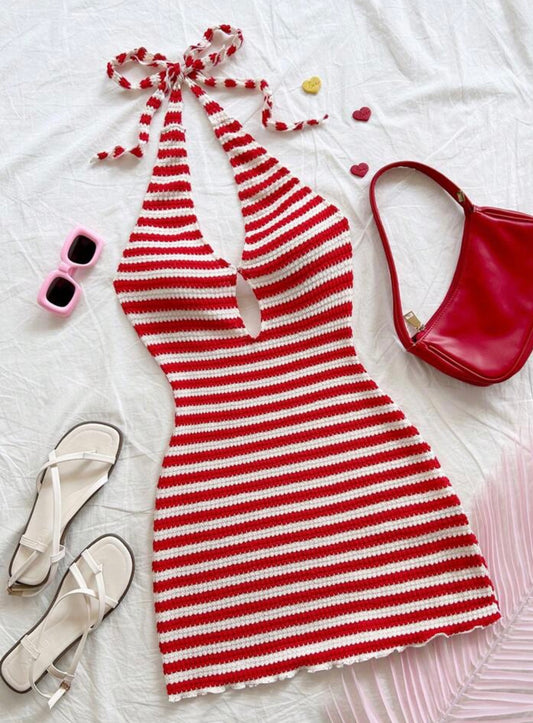 Red and White Stripe Dress