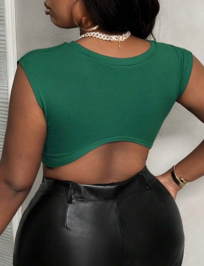 Plus Size Ripped Knotted Sleeveless Top