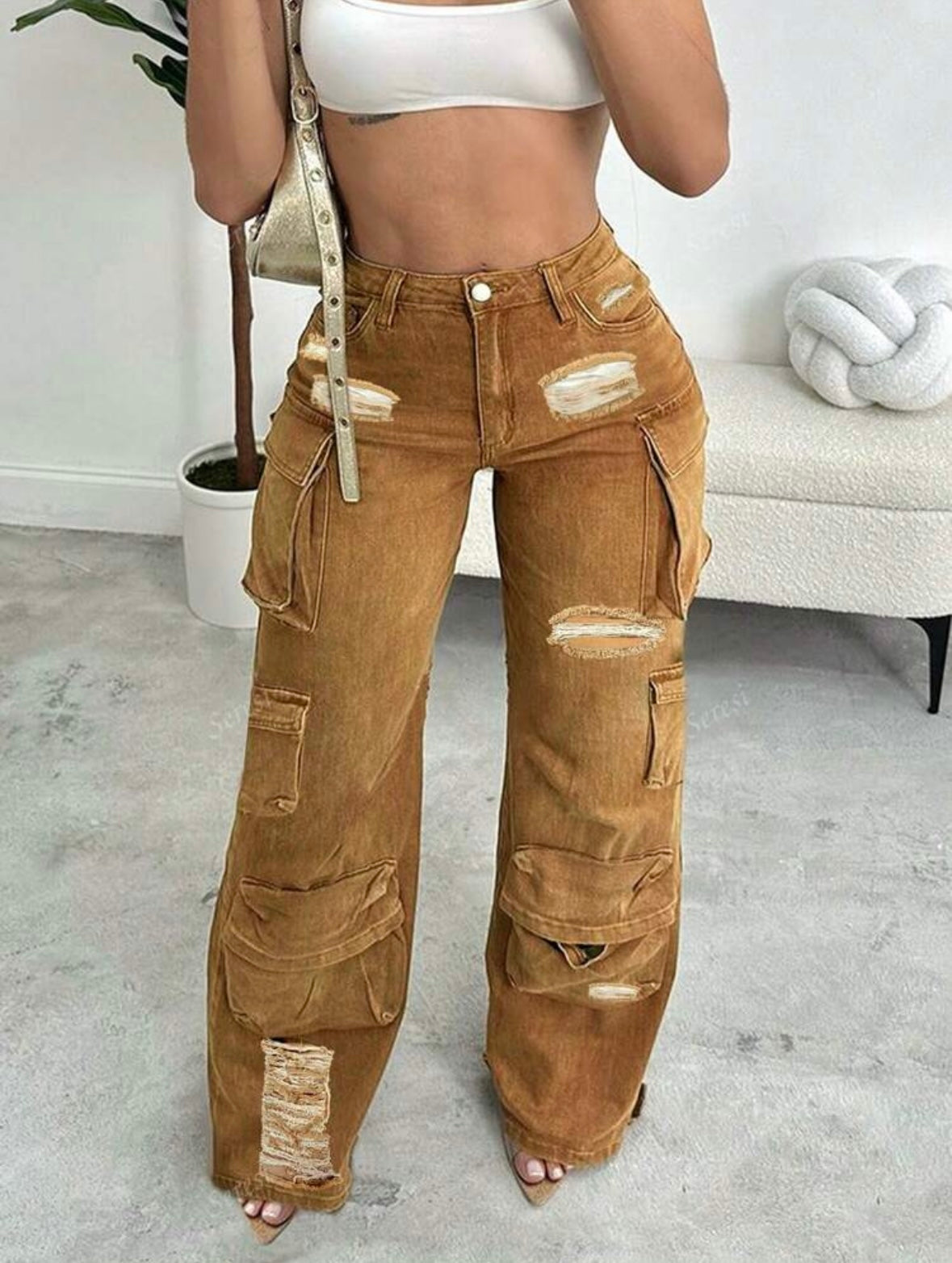 Khaki Fashion Cargo Pants
