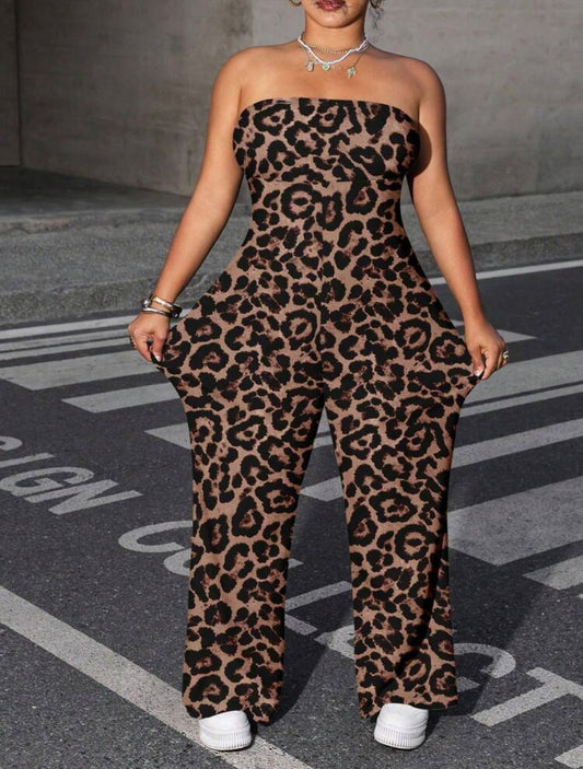 Plus Size Animal Print Jumpsuit