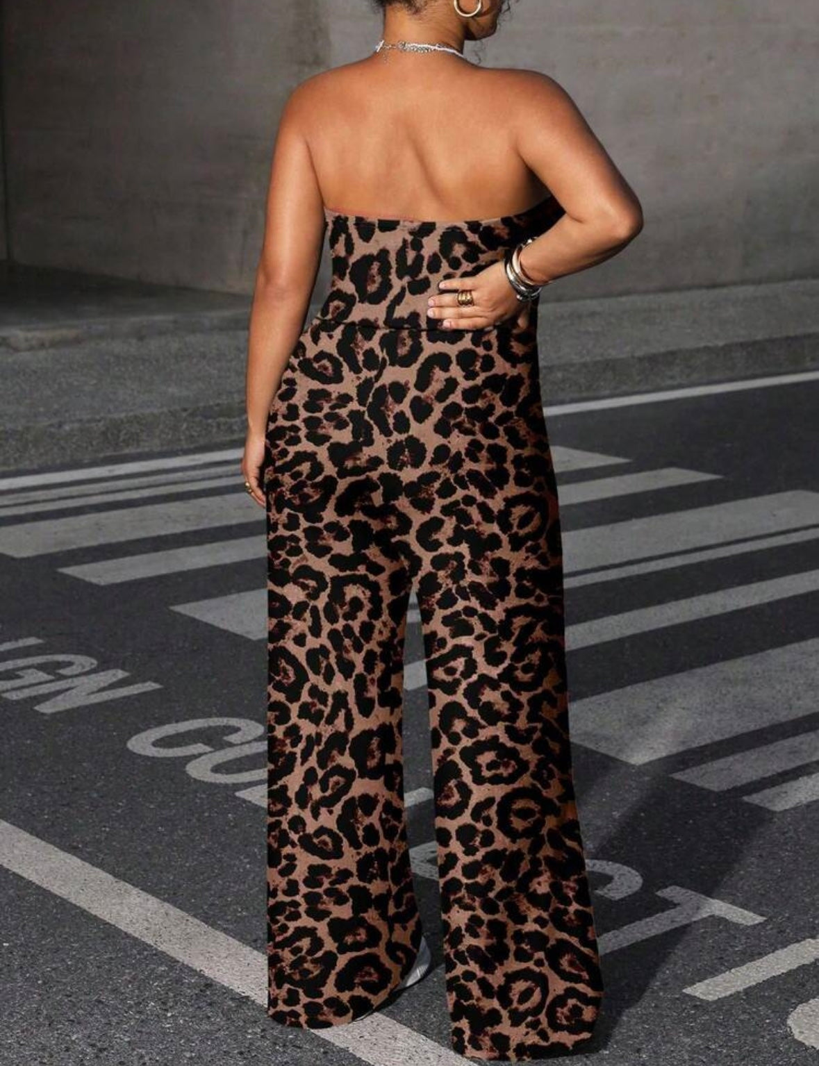 Plus Size Animal Print Jumpsuit