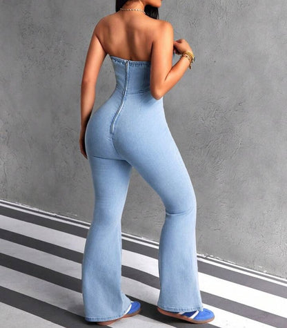 Denim Flare leg Jumpsuit