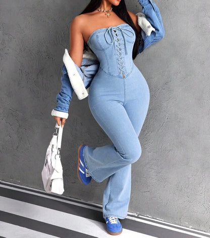 Denim Flare leg Jumpsuit