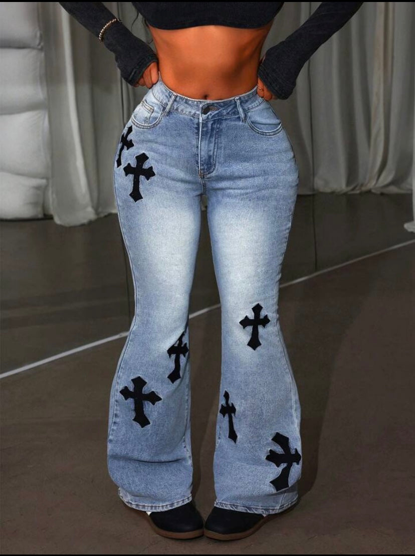 Cross Flare leg Jeans