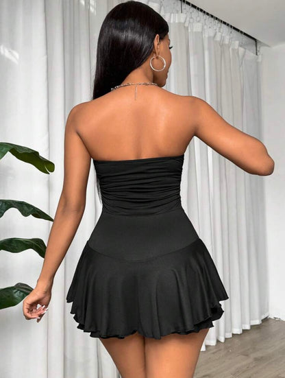 Casual Strapless Dress w/shorts attached