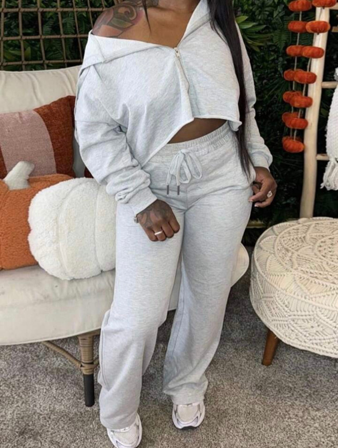Long Sleeve Grey Casual Jogging Suit