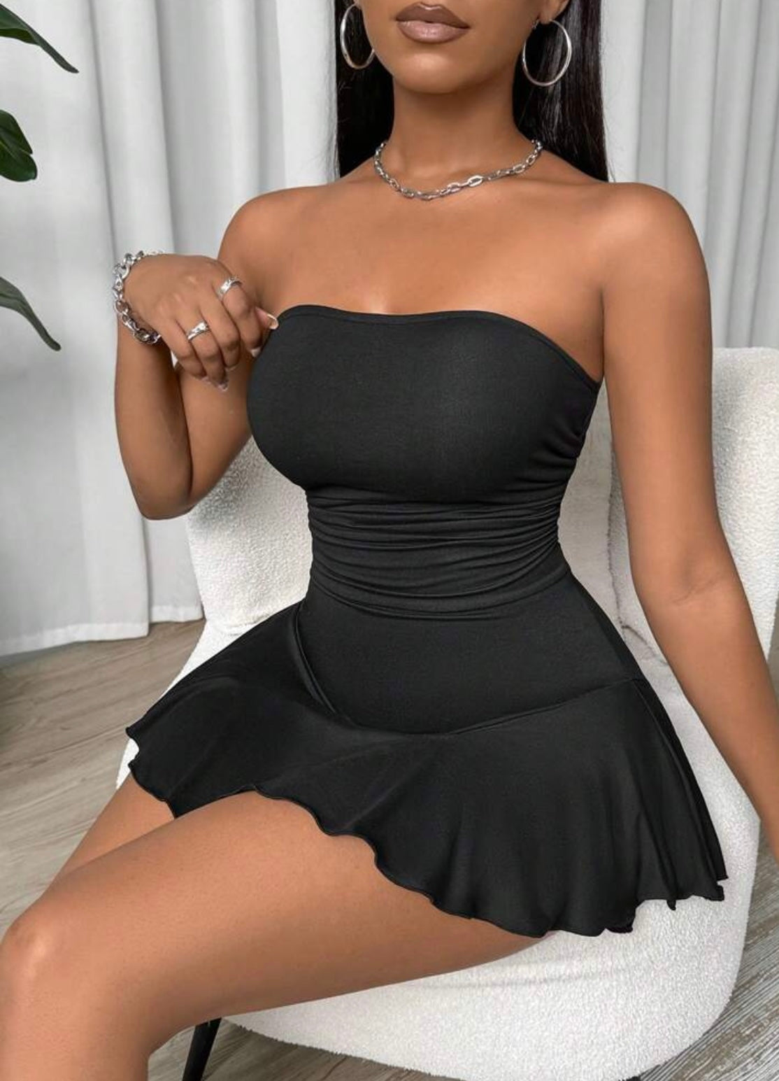 Casual Strapless Dress w/shorts attached
